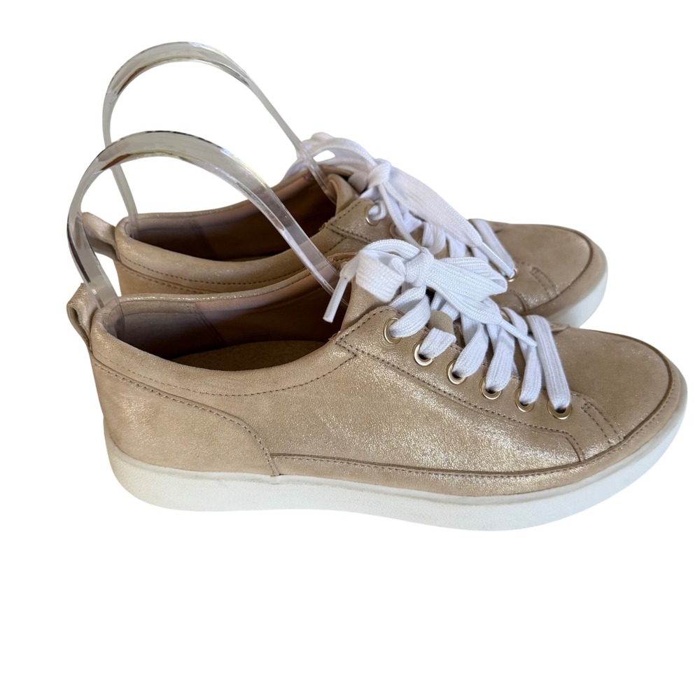 Vionic Winny Metallic Rose Gold Leather Sneakers Womens 7 Orthotic Comfort Shoes